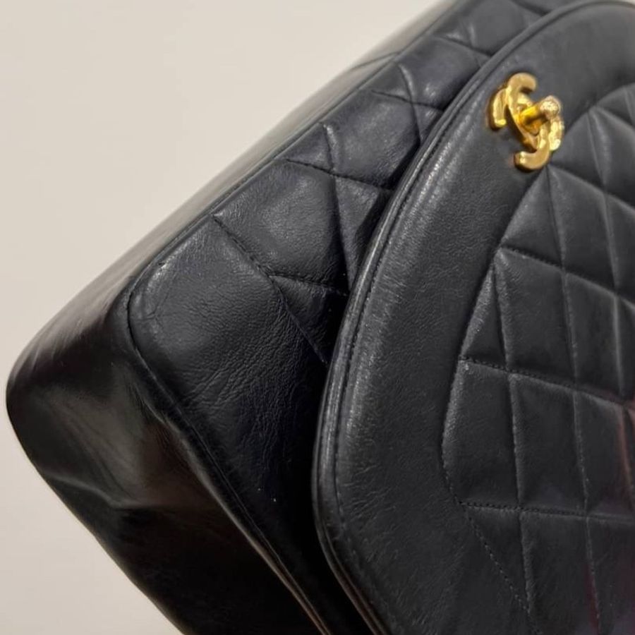 Chanel 香奈兒 Dianna Bag 25 黛妃包 戴妃包 羊皮 黑金 老香 vintage 斜背包 肩背包 側背包 手提-24