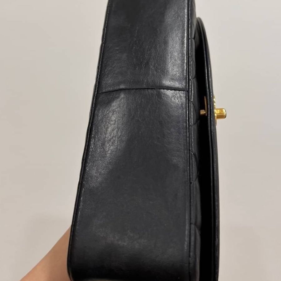 Chanel 香奈兒 Dianna Bag 25 黛妃包 戴妃包 羊皮 黑金 老香 vintage 斜背包 肩背包 側背包 手提-26