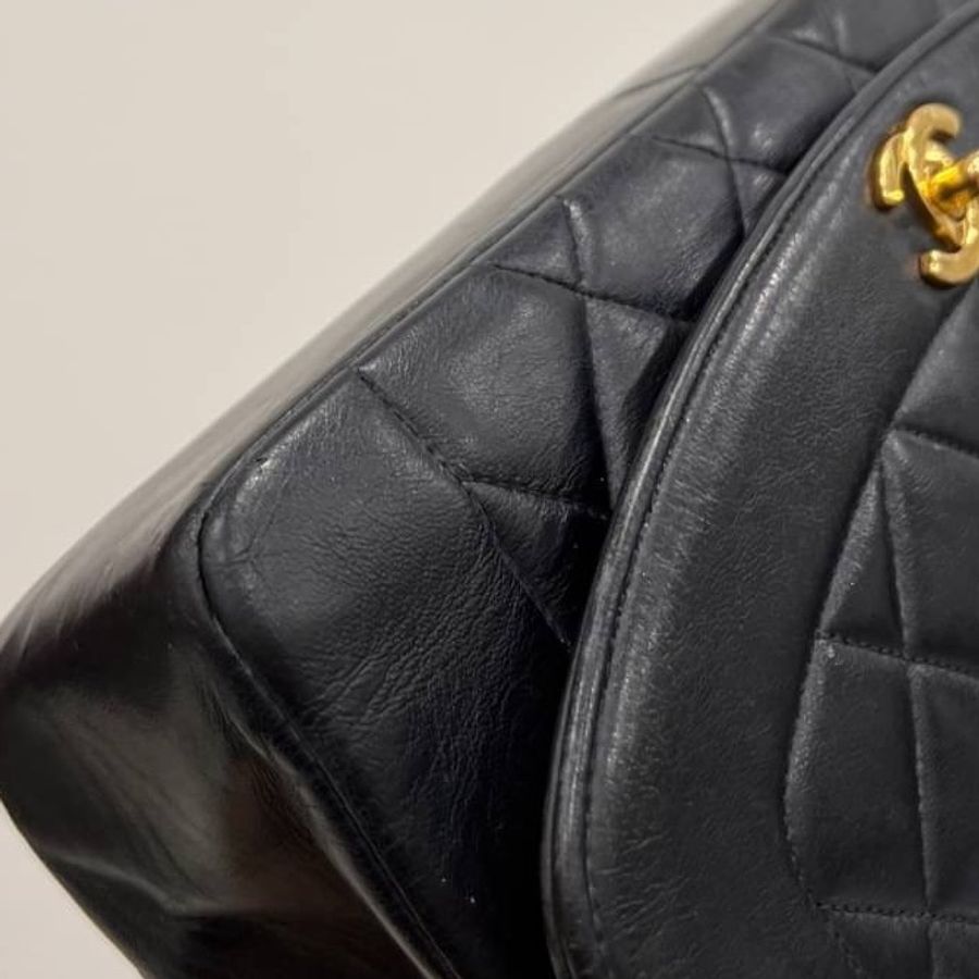 Chanel 香奈兒 Dianna Bag 25 黛妃包 戴妃包 羊皮 黑金 老香 vintage 斜背包 肩背包 側背包 手提-28