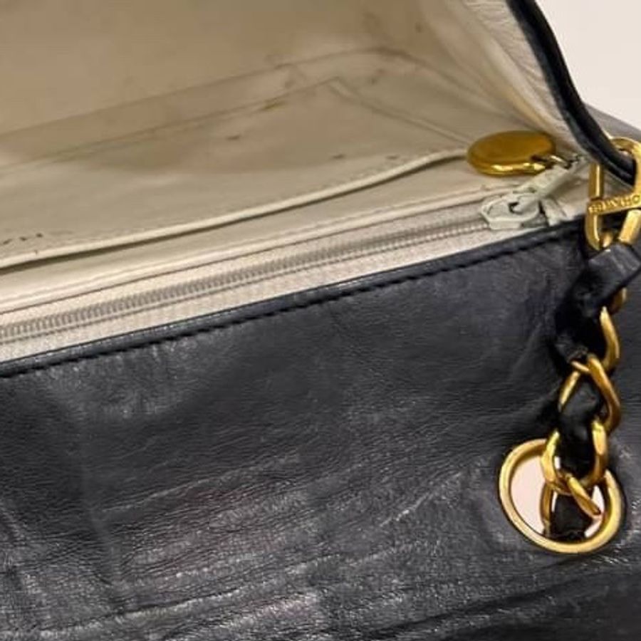 Chanel 香奈兒 Dianna Bag 25 黛妃包 戴妃包 羊皮 黑金 老香 vintage 斜背包 肩背包 側背包 手提-29