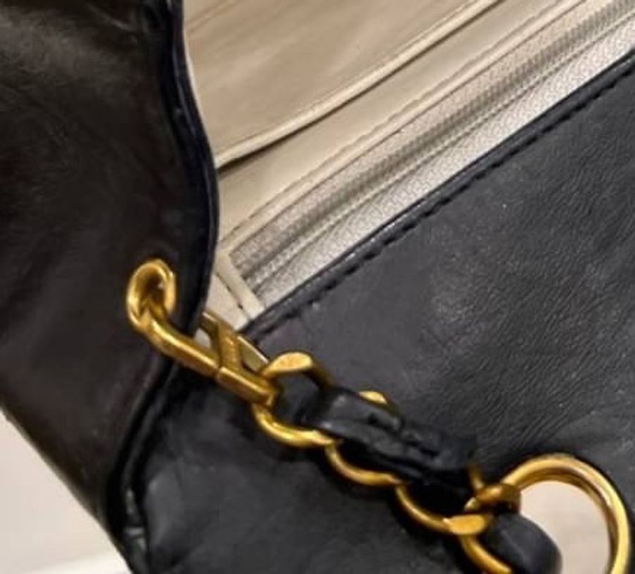 Chanel 香奈兒 Dianna Bag 25 黛妃包 戴妃包 羊皮 黑金 老香 vintage 斜背包 肩背包 側背包 手提-30