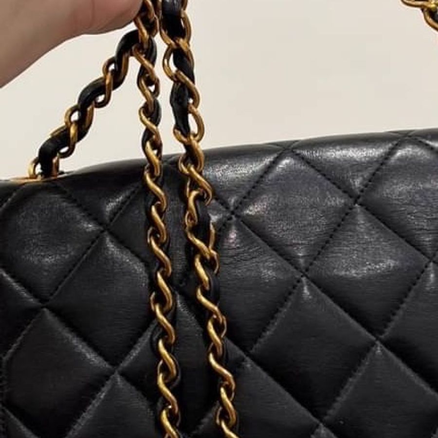 Chanel 香奈兒 Dianna Bag 25 黛妃包 戴妃包 羊皮 黑金 老香 vintage 斜背包 肩背包 側背包 手提-31