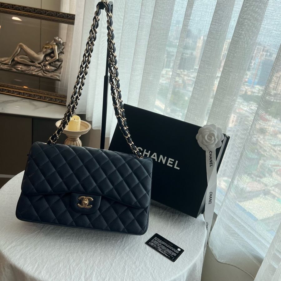 ෆ Chanel Coco25 深藍色荔枝牛皮-2
