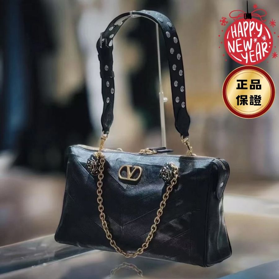 🎉新品好折扣✨Valentino Garavani Panthea 羊皮黑豹托特包 黑色-0