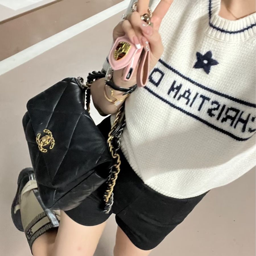 🈶22年台灣購證 #全新 #芯片款全網最低 香奈兒黑金19bag小號 #全配🉑送禮-3