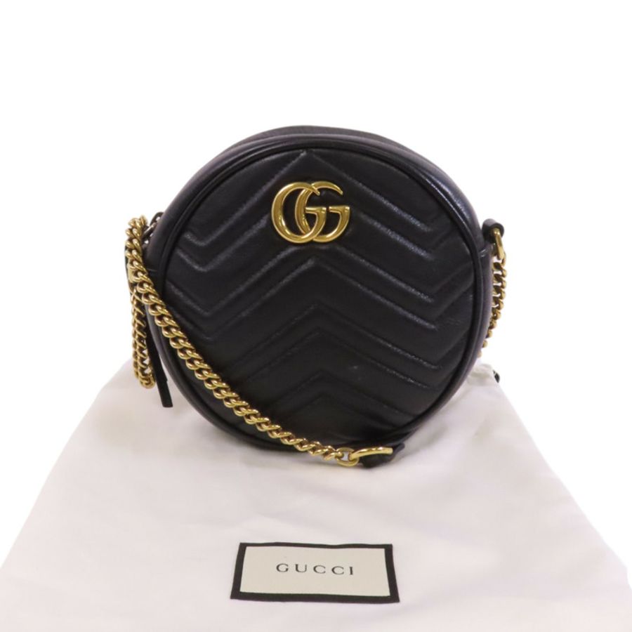 GUCCI 【激減優惠】牛皮皮革GG Marmont金扣鏈帶肩背袋-9