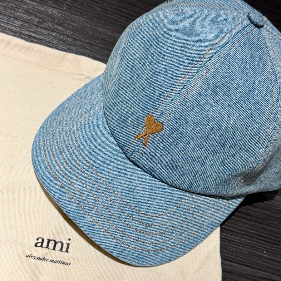 ami 淺藍單寧牛仔棒球帽-0