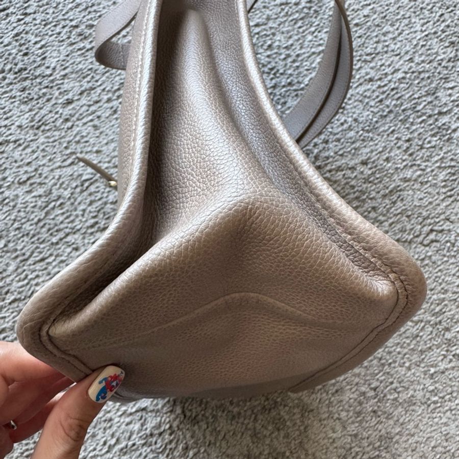 LONGCHAMP LE FOULONNÉ系列牛皮單肩包(灰)-2
