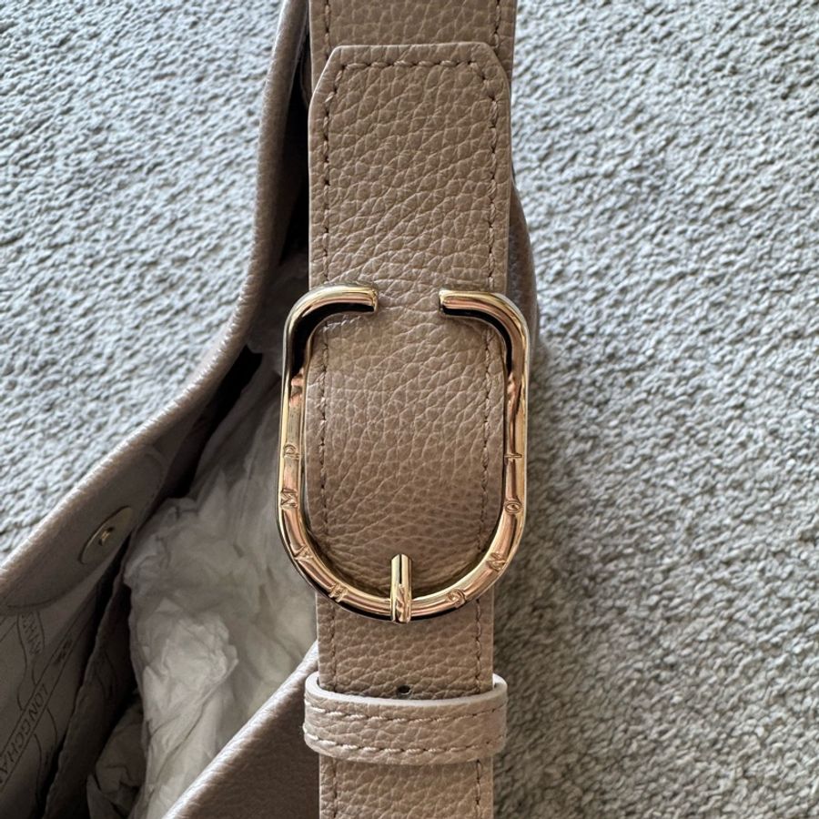 LONGCHAMP LE FOULONNÉ系列牛皮單肩包(灰)-18