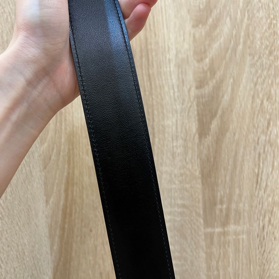 Hermes 錫器灰Togo皮黑色Box皮雙面用皮帶H077971-5