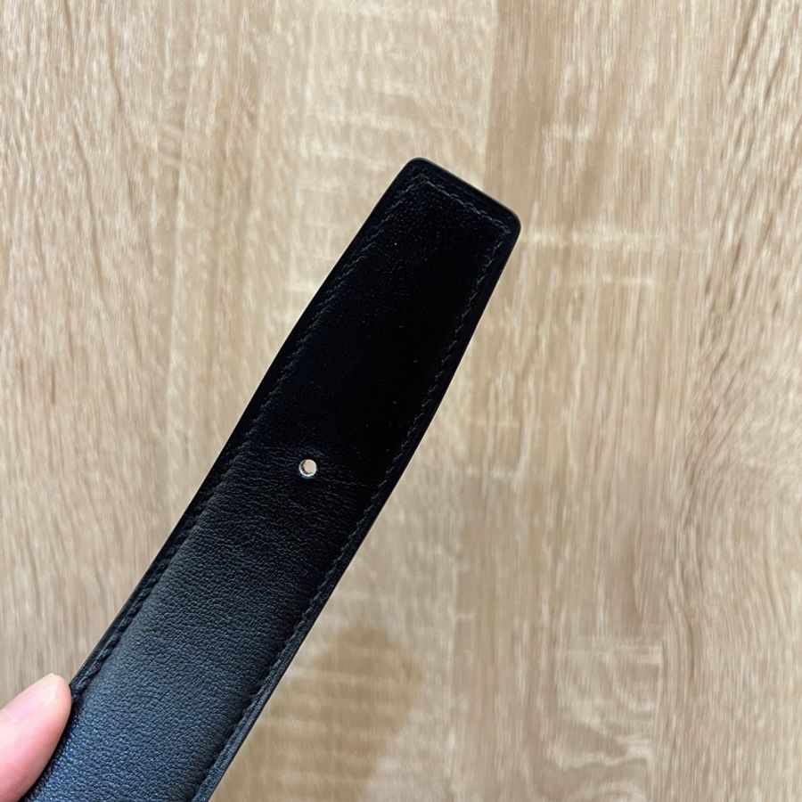 Hermes (無釦頭)金棕Togo皮黑Box皮雙面用皮帶H073967-4