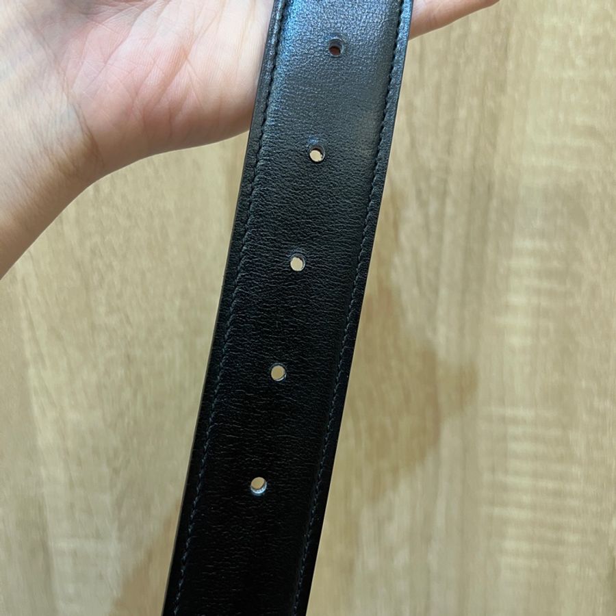 Hermes (無釦頭)金棕Togo皮黑Box皮雙面用皮帶H073967-8