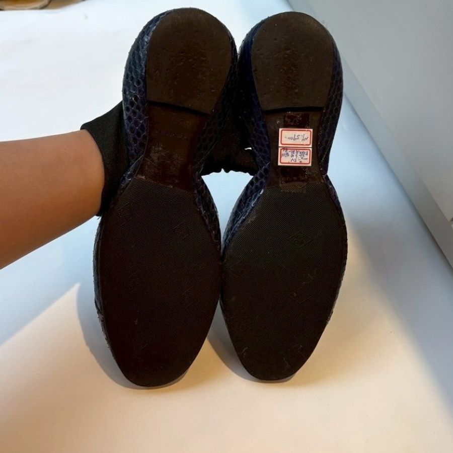 Roger Vivier 銀釦藍色蛇紋平底鞋-4