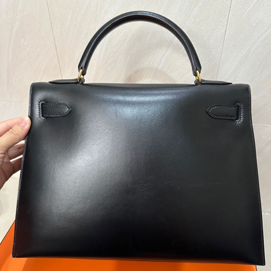 愛馬仕 Kelly 32,黑金配色,外縫Box皮-7