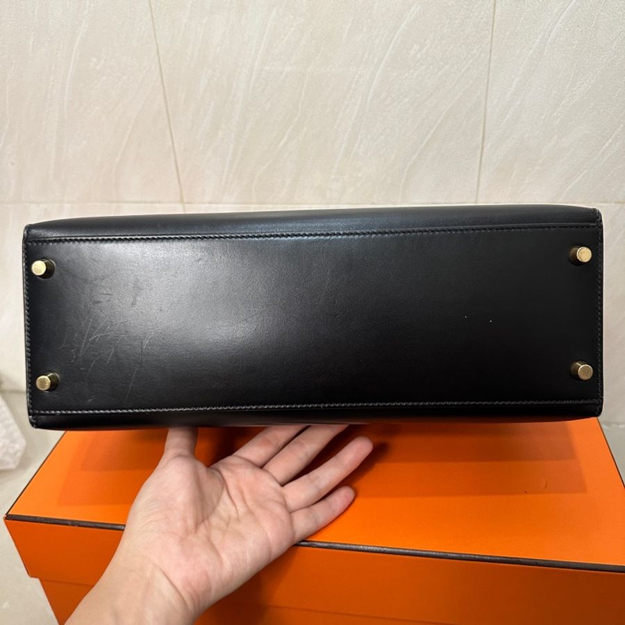 愛馬仕 Kelly 32,黑金配色,外縫Box皮-8