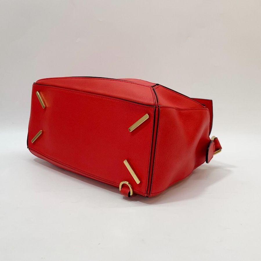 Loewe 紅色牛皮拉鍊puzzle手提側背包-5