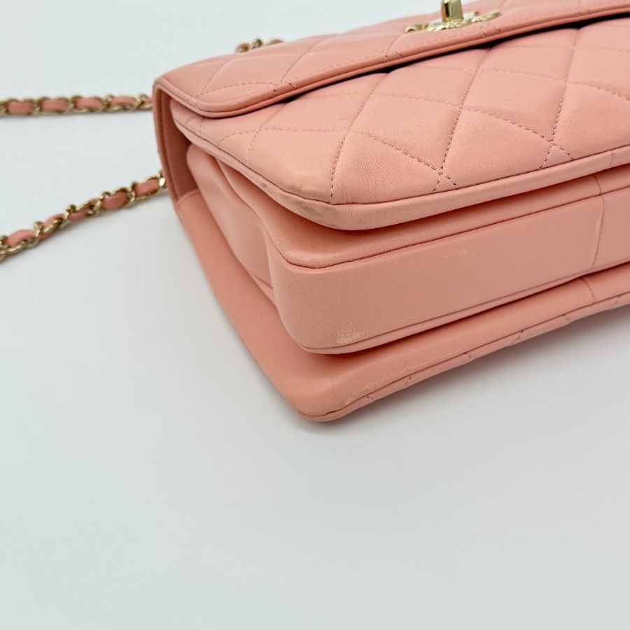 CHANEL 香奈兒 Trendy CC 粉櫻花色 菱格紋 手提包 斜挎包-8