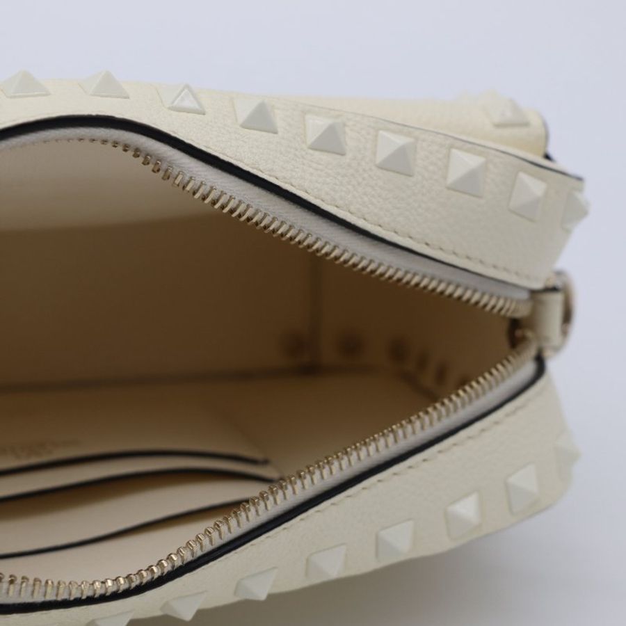 【閒置品♥️】Valentino 奶油白色牛皮 白色鉚釘 相機包 斜背包-8