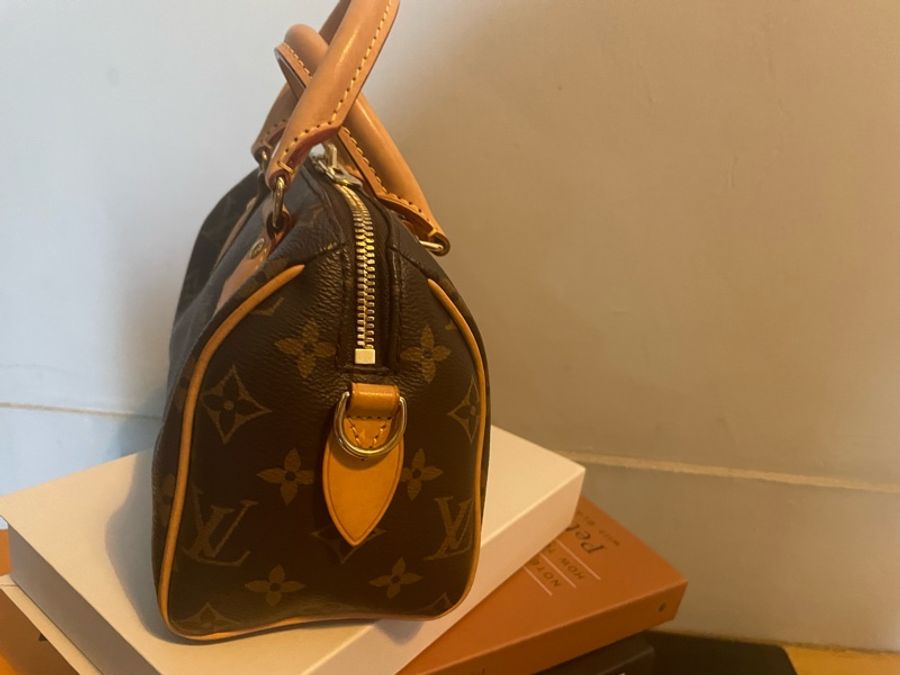 LV speedy 20 老花款(含客製肩袋)-1