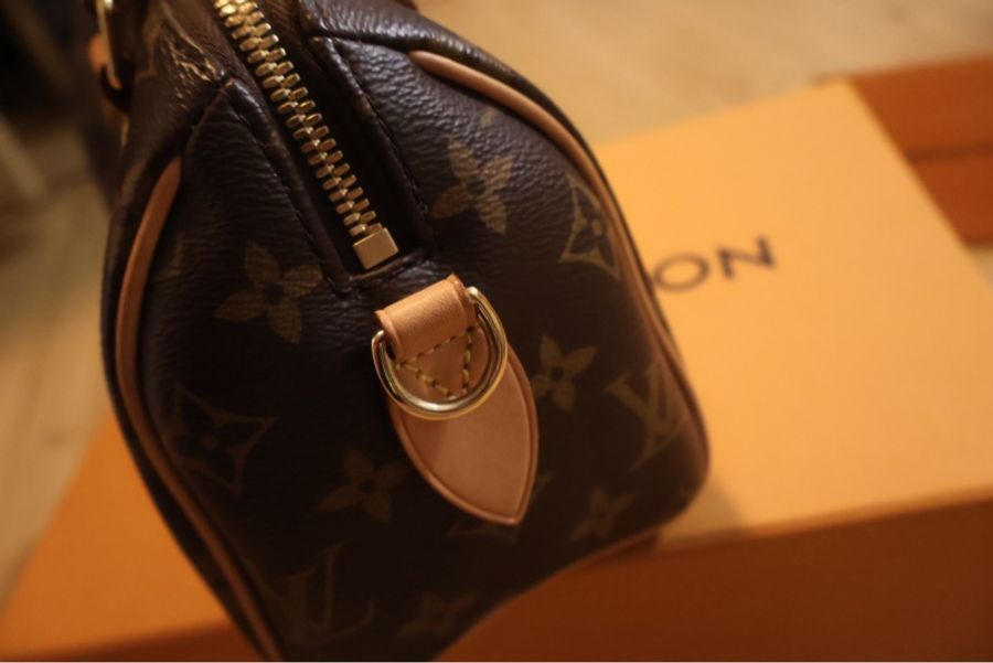 LV speedy 20 老花款(含客製肩袋)-2