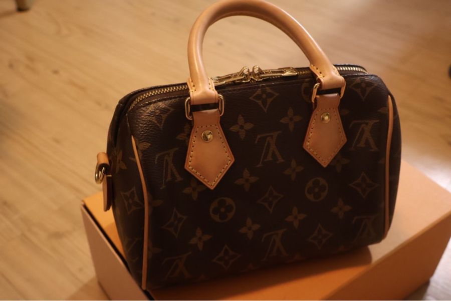 LV speedy 20 老花款(含客製肩袋)-6