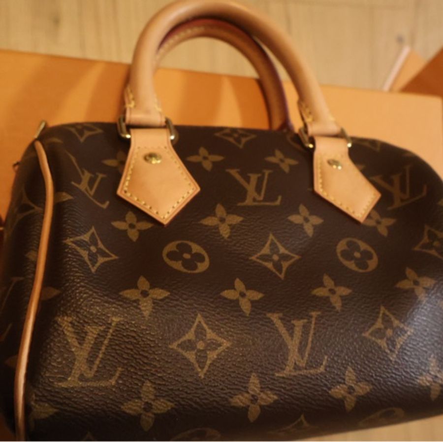 LV speedy 20 老花款(含客製肩袋)-19