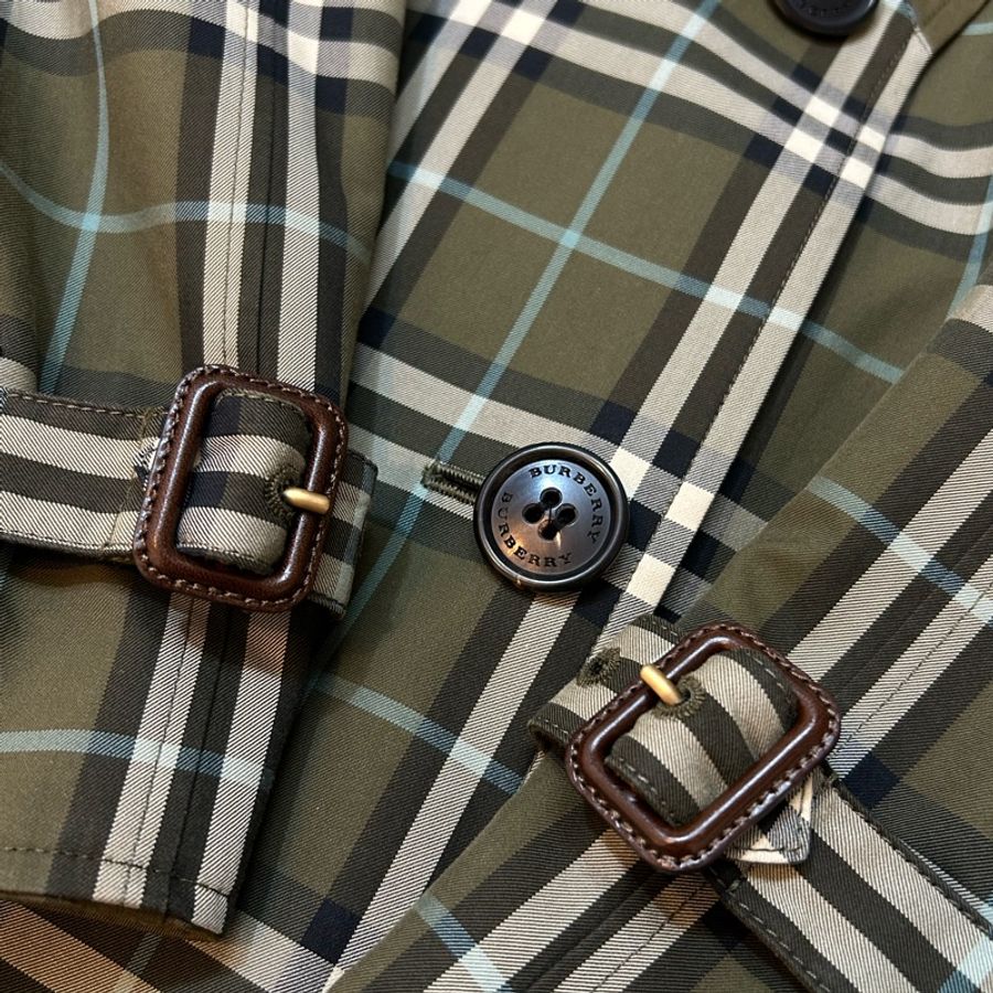 英國Burberry 男款橄欖綠雙穿長風衣50-8