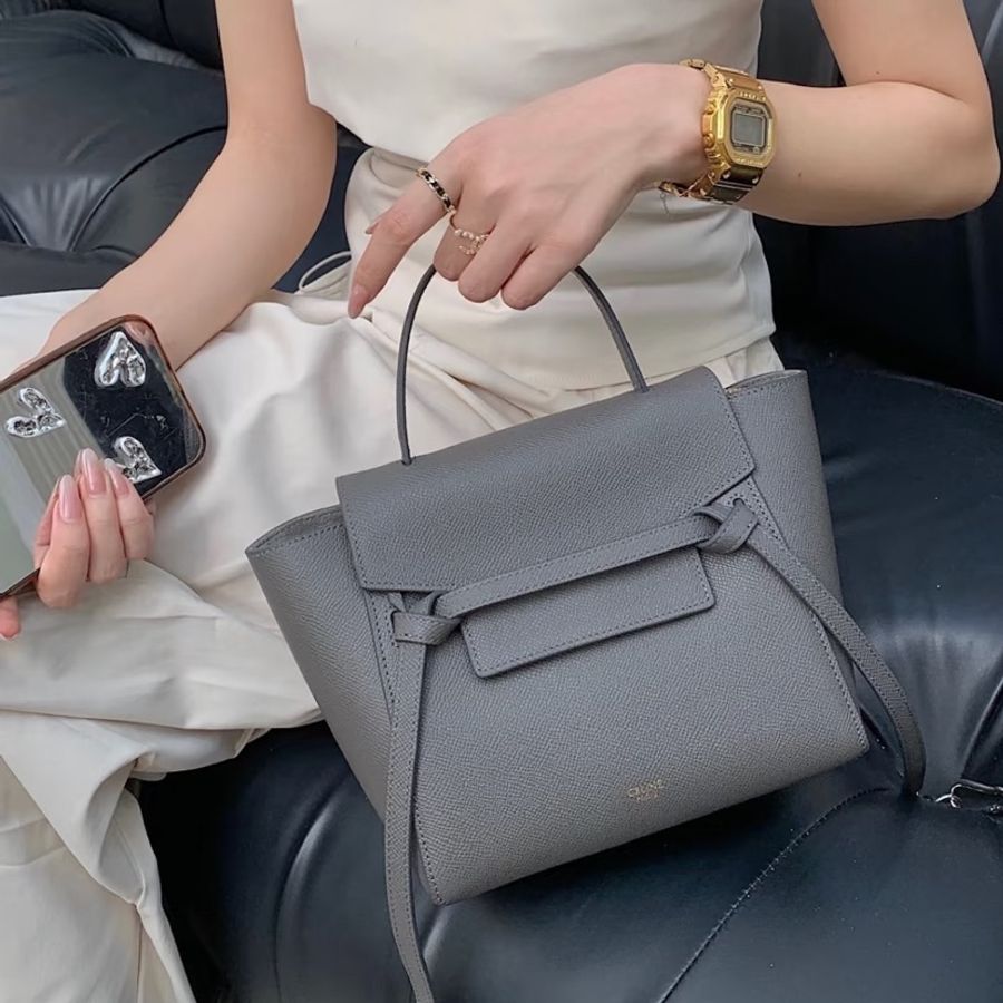 實用百搭款🌟Celine belt micro灰色鯰魚包單肩斜挎包-3