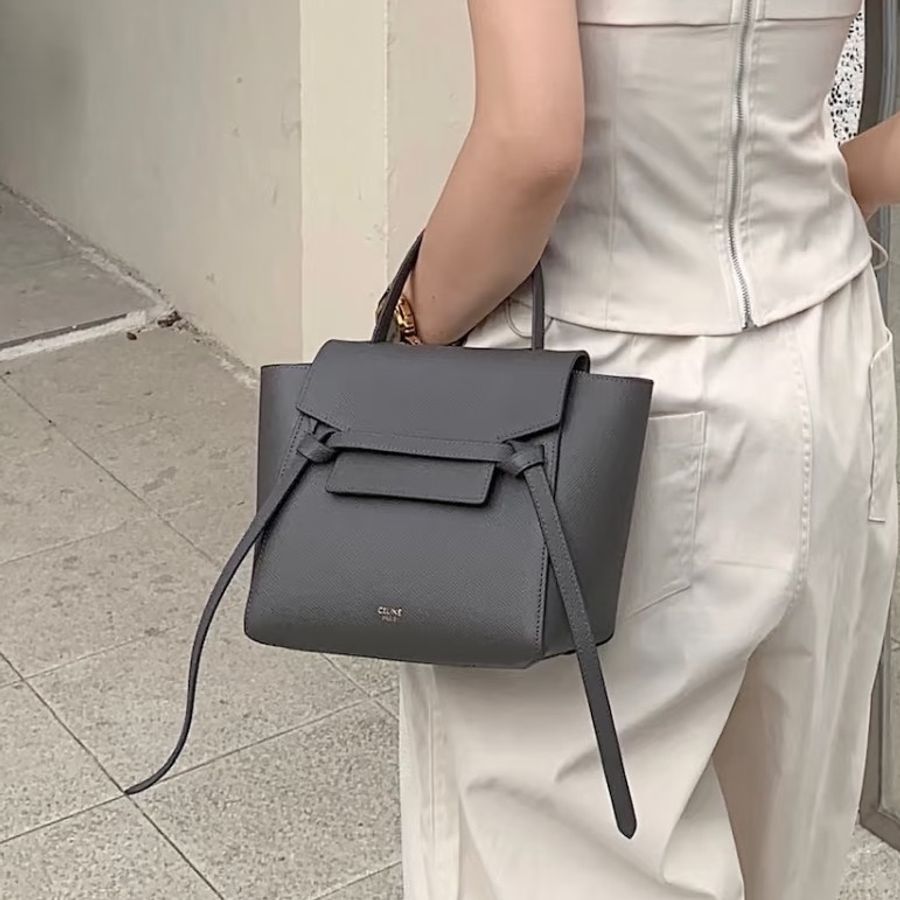 實用百搭款🌟Celine belt micro灰色鯰魚包單肩斜挎包-5
