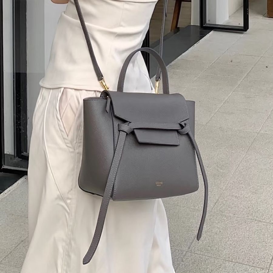 實用百搭款🌟Celine belt micro灰色鯰魚包單肩斜挎包-6