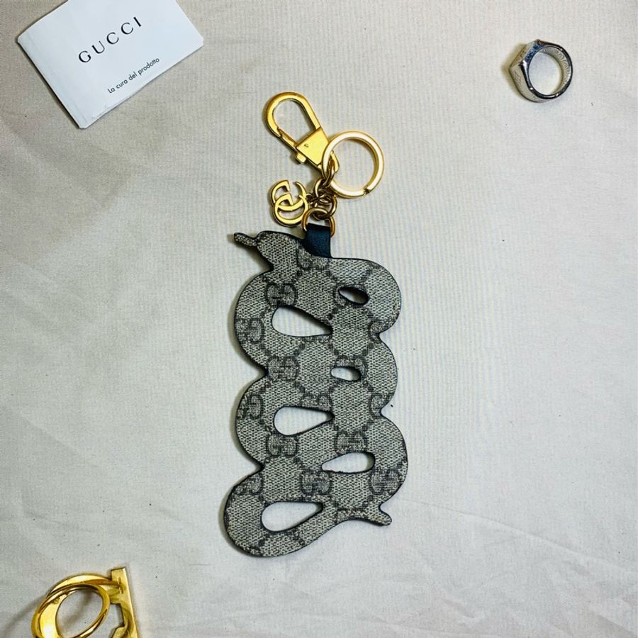 ✨經典不敗 Gucci 古馳珊瑚蛇 馬夢 老花 雙G鑰匙圈 吊飾-5