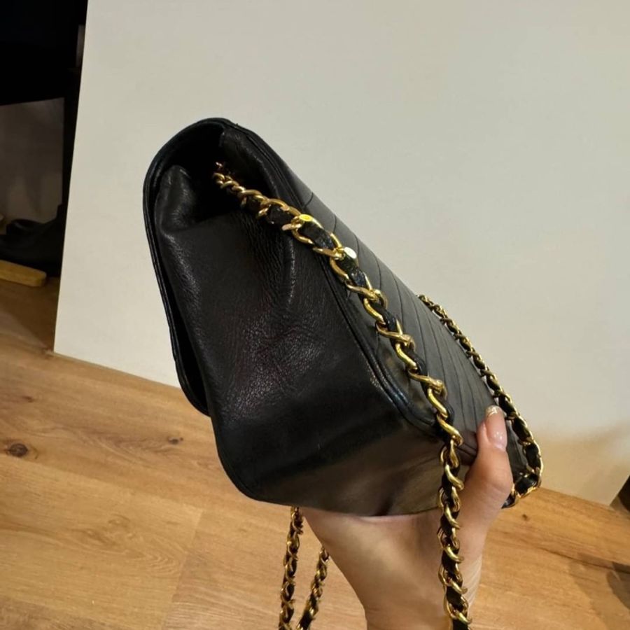 chanel 香奈兒 黑金 vintage 肩背包 鍊條包 帶鍊包 斜背包 手提包-11