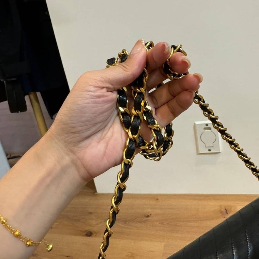 chanel 香奈兒 黑金 vintage 肩背包 鍊條包 帶鍊包 斜背包 手提包-14
