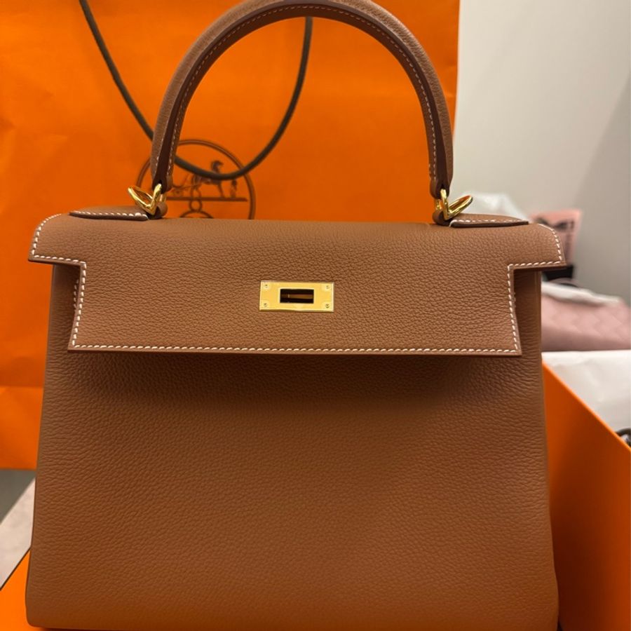 (2025 K stamp) Hermes Kelly 28 Togo Retourne Gold Leather and hardwares-5