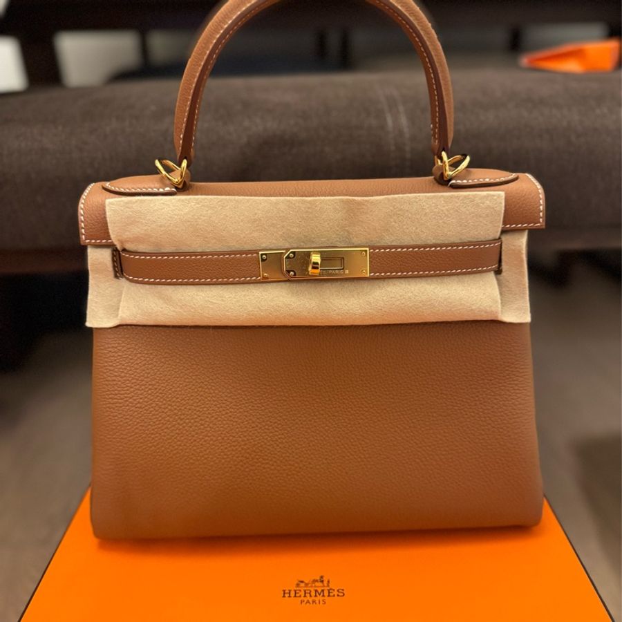 (2025 K stamp) Hermes Kelly 28 Togo Retourne Gold Leather and hardwares-6