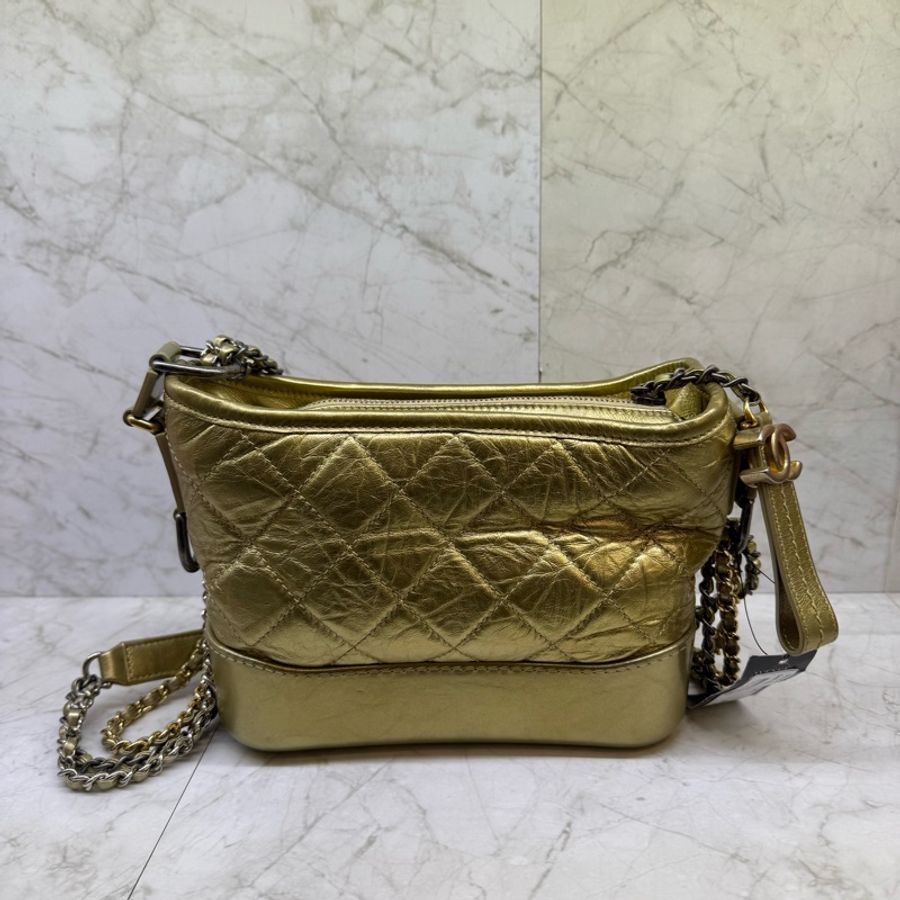 CHANEL 香檳金小款流浪包/23-0