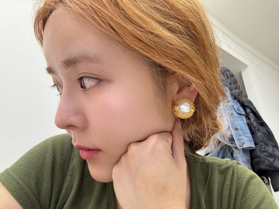 Chanel 香奈兒 vintage 珍珠 金釦 耳環 耳夾 耳飾 夾式耳環-1