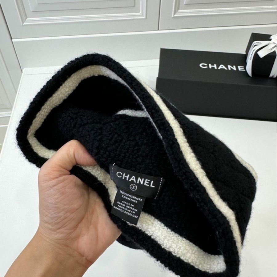 chanel 香奈兒 熊貓 黑白 毛帽 帽子 毛線帽-10