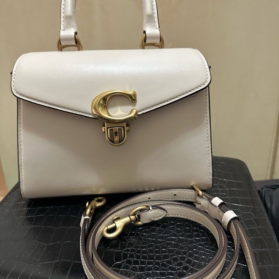 COACH 蔻馳SAMMY 21 頂部提把手袋-B4/粉筆白色(CJ812)-0