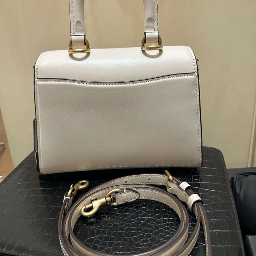 COACH 蔻馳SAMMY 21 頂部提把手袋-B4/粉筆白色(CJ812)-9