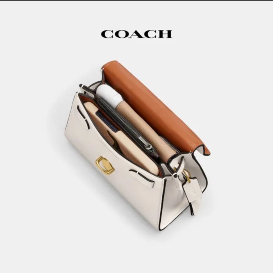 COACH 蔻馳SAMMY 21 頂部提把手袋-B4/粉筆白色(CJ812)-17