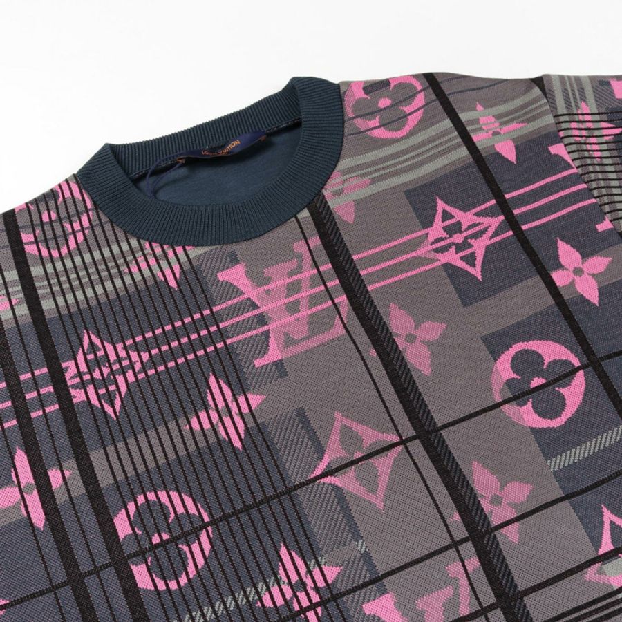 LOUIS VUITTON 字母提花運動衫 1A8POM 棉質 灰色 粉紅色 多色 二手 男士 LV-4