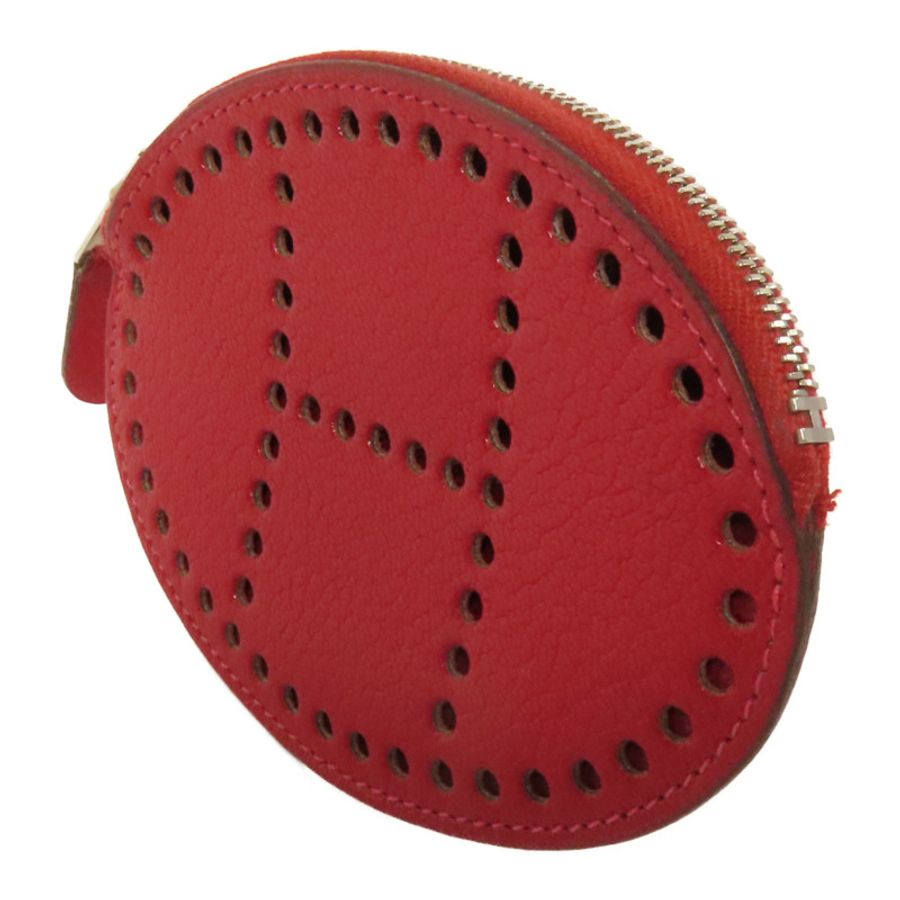 HERMES 【Hermes Fair】Chevre皮革Evelyne Coin Purse零錢包Red-2