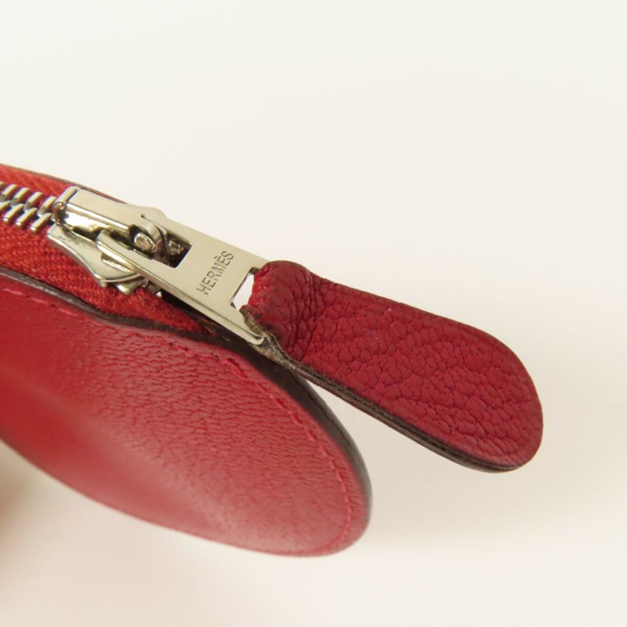 HERMES 【Hermes Fair】Chevre皮革Evelyne Coin Purse零錢包Red-5