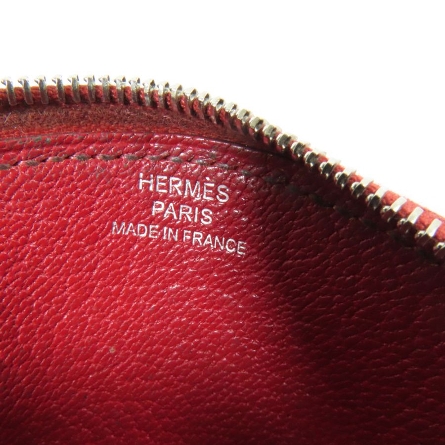 HERMES 【Hermes Fair】Chevre皮革Evelyne Coin Purse零錢包Red-7