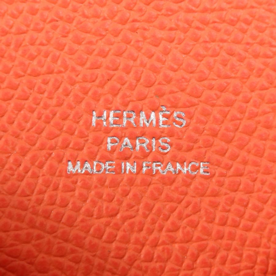 HERMES Epsom皮革Calvi Duo銀扣卡片套Rouge Venitien-6