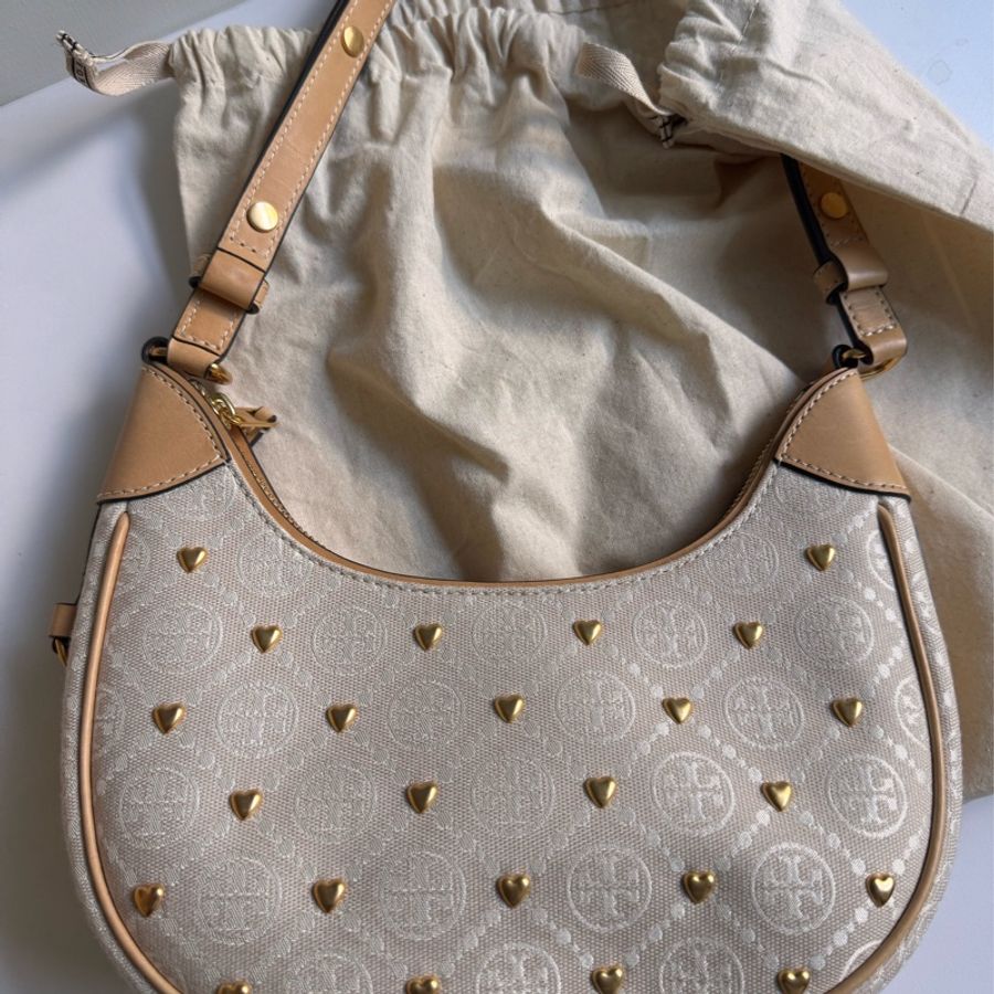 (售出)Tory Burch T Monogram 愛心新月包/腋下包 2024七夕限定款-0