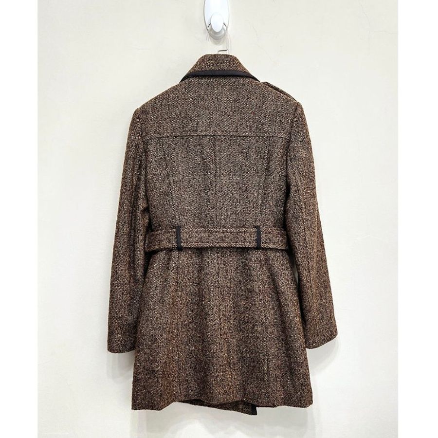 MK / Michael Kors 咖色羊毛雙排釦毛呢長版大衣 4/S/M/36-5