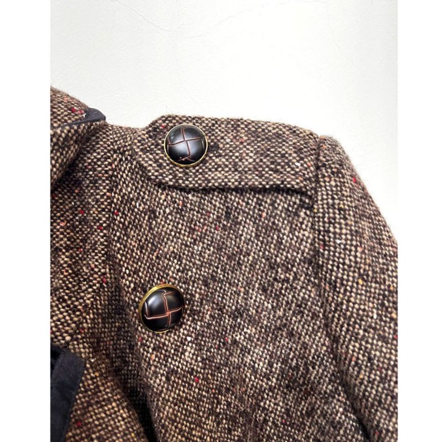MK / Michael Kors 咖色羊毛雙排釦毛呢長版大衣 4/S/M/36-7
