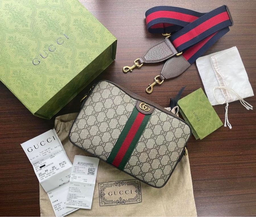 (已售出勿下單)近新閒置品_GUCCI OPHIDIA 綠紅綠 經典斜背包/相機包_台灣購證-2